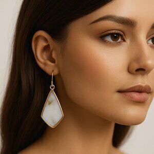Jasmine Lane Gold Tone White Marbled Drop Earrings – Women’s Fashion Jewelry